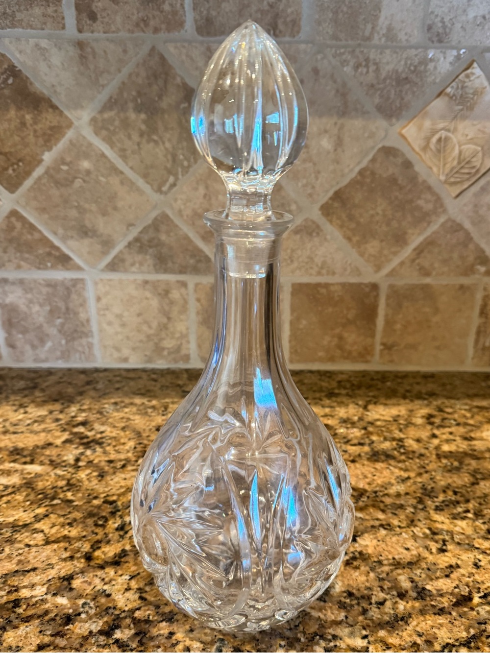 Gorham “ Lady Ann” Crystal Decorative Decanter with Stopper: Made in Czech Rep.